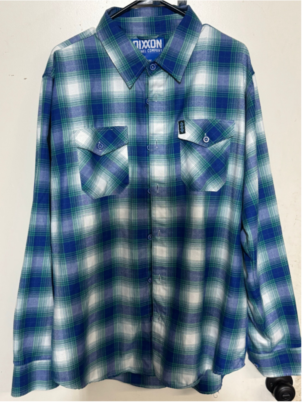 Men's JCT Dixxon Flannel Shirt XL Blue Green Plaid Button Down